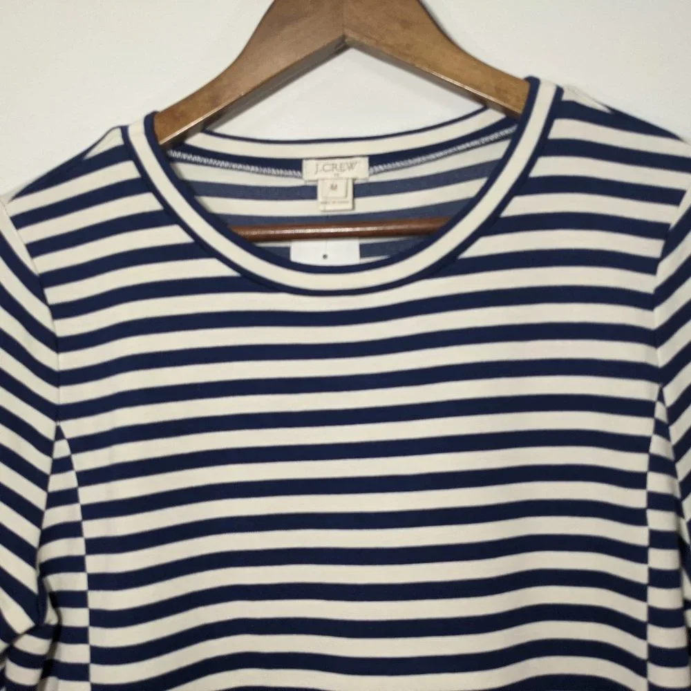 New J Crew A9074 Striped Ponte T-Shirt Dress 3/4 Sleeve M - Picture 2 of 6